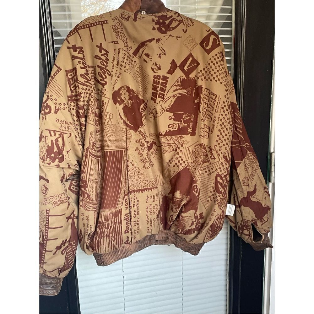 Rare Vintage Leather Jacket Old Hollywood Actors 1950’s German Titles Brown L